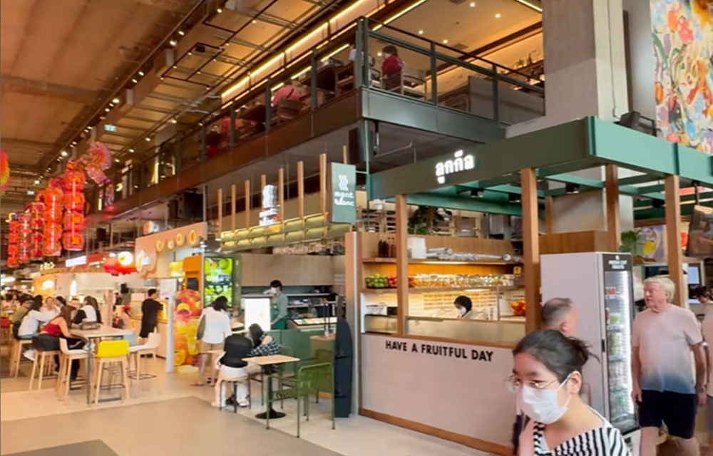 การตกแต่งภายในโซนร้านอาหารในห้างสรรพสินค้ากรุงเทพ การจัด Layout ทางเดินแบบเปิด